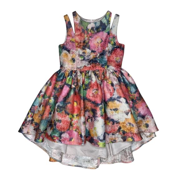 Pippa & Julie Girls' Shreya Floral Split Shoulder Dress - Picture 1 of 9